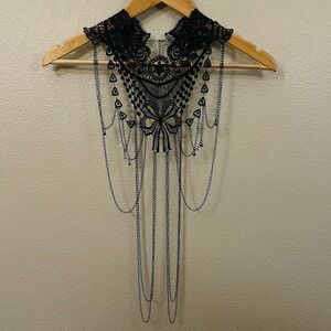 Lace & Chain Long Choker Necklace Fantasy Dark Fairy Whimsygoth Grunge